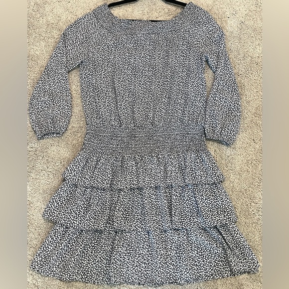 Michael Kors Sunari Navy & White Floral Off the Shoulder Dress Size: Medium - Picture 9 of 14